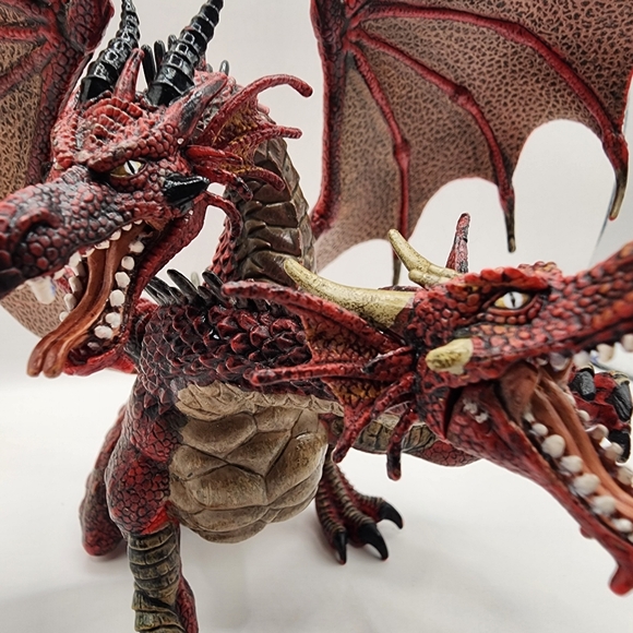 Papo 2005 Two-Headed Dragon Red Fire Mythical Beast Action Figure - Picture 5 of 6